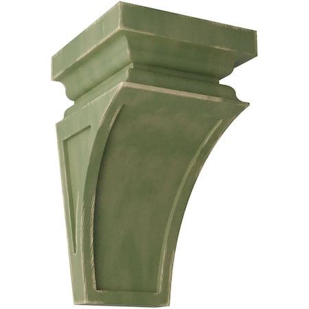 Ekena Millwork 3 1/2"W x 3 3/4"D x 6"H Mini Nevio Wood Vintage Decor Corbel, Restoration Green CORWD03X03X06NEGR